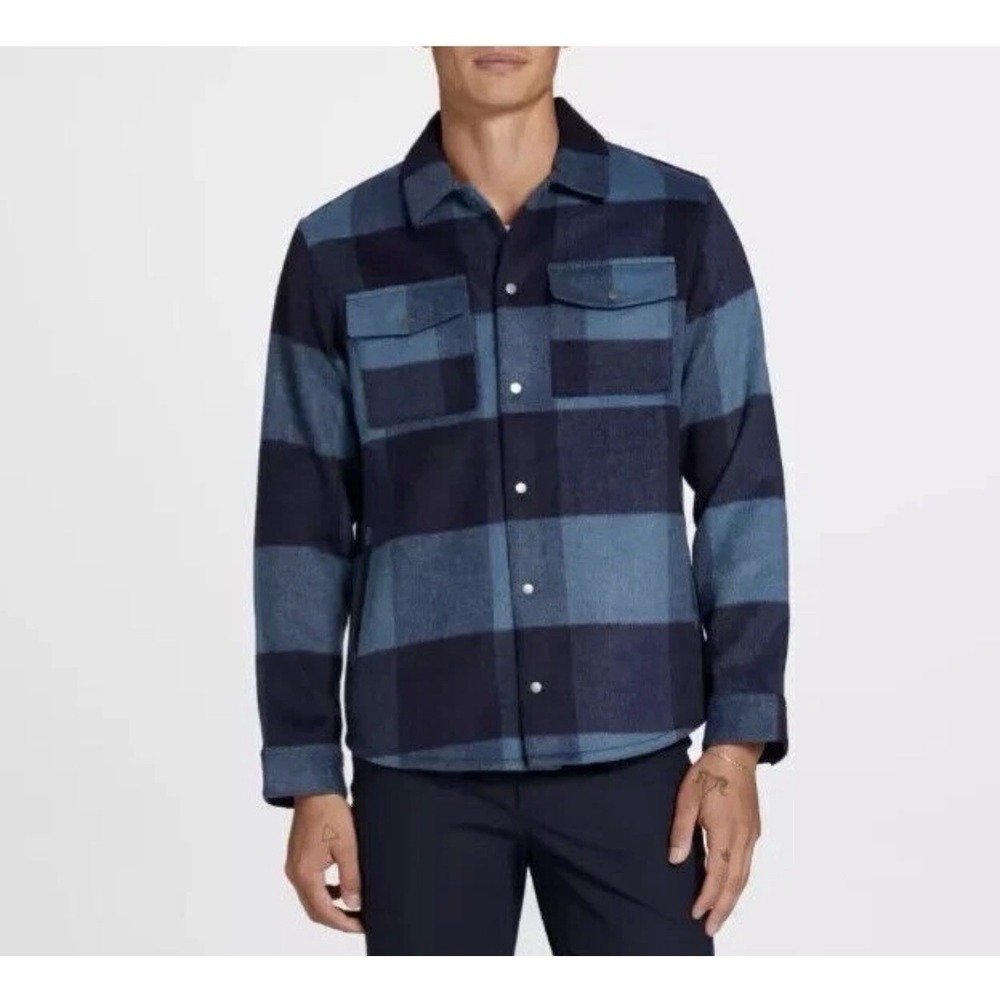 VRST Shirt Men Medium‎ Blue Buffalo Plaid Button Flannel Jacket Shacket Wool M